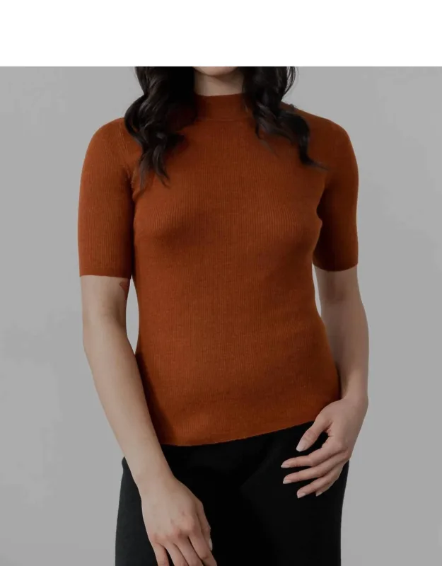 Mock Neck Ribbed Pullover
