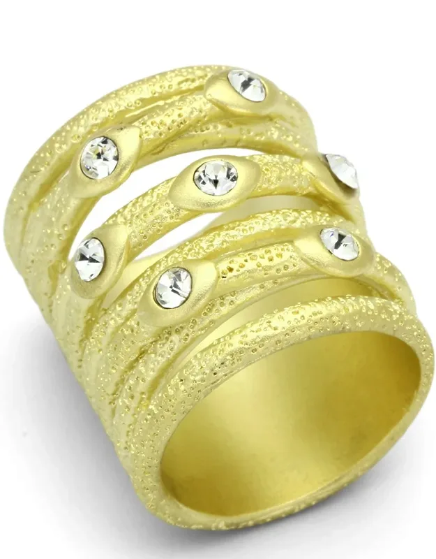Matte Gold Brass Ring With Top Grade Crystal