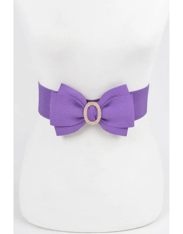 Rhinestone Bow Buckle Stretch Belt