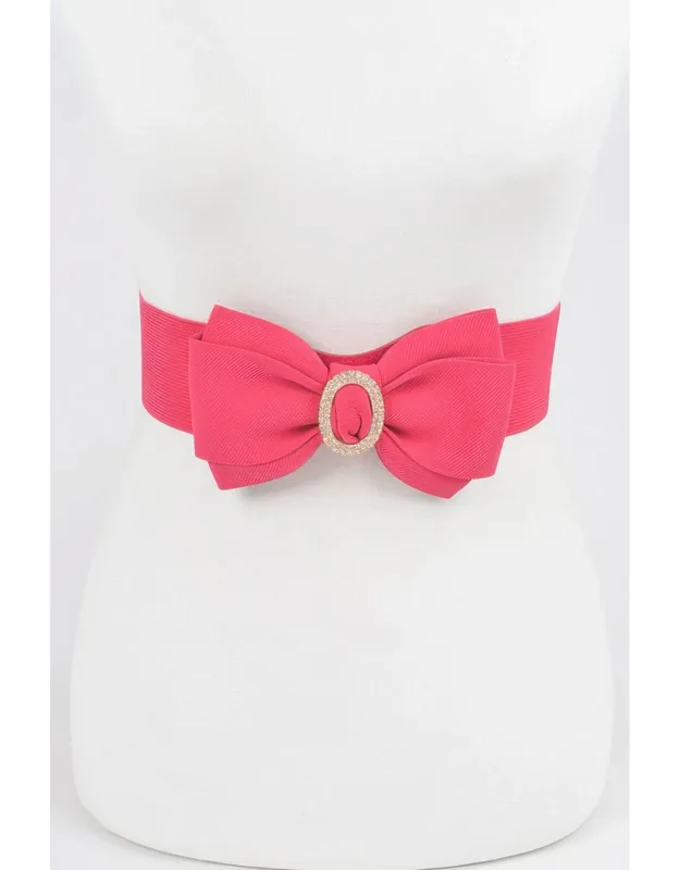 Rhinestone Bow Buckle Stretch Belt