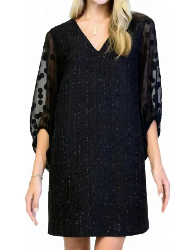 Sheer Sleeve Shift Mini Dress