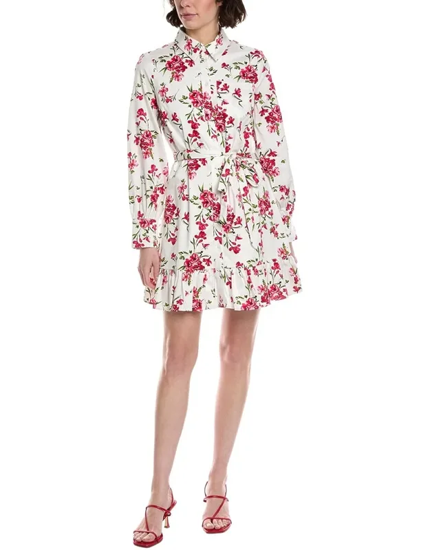 Collared Button-down Ruffle Hem Mini Dress
