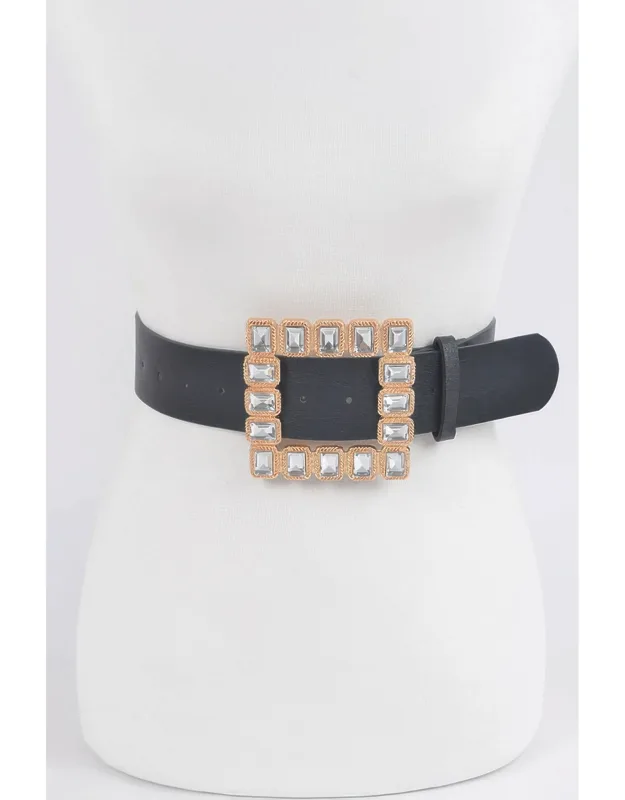 Rhinestone Gemstone Square Belt