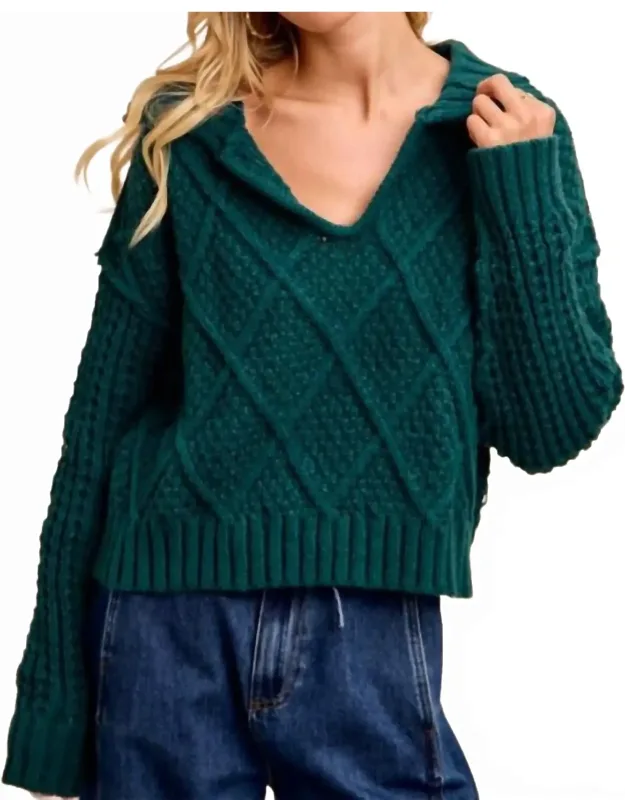 Diamond Patterned Collared Sweater