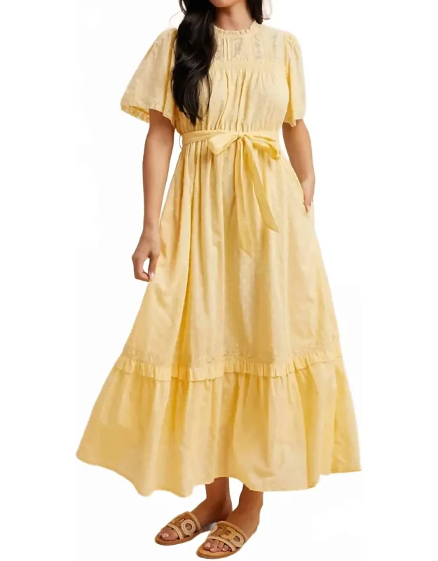 Swiss Dot Flutter Sleeve Maxi Dress