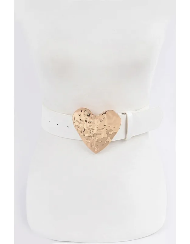 Hammered Heart Shape Buckle Belt
