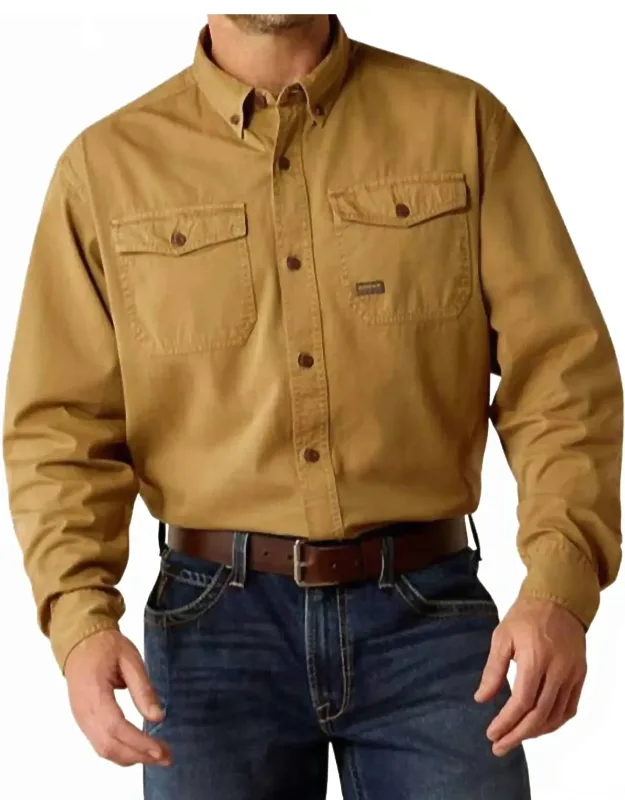 Washed Twill Work Button Down Shirt
