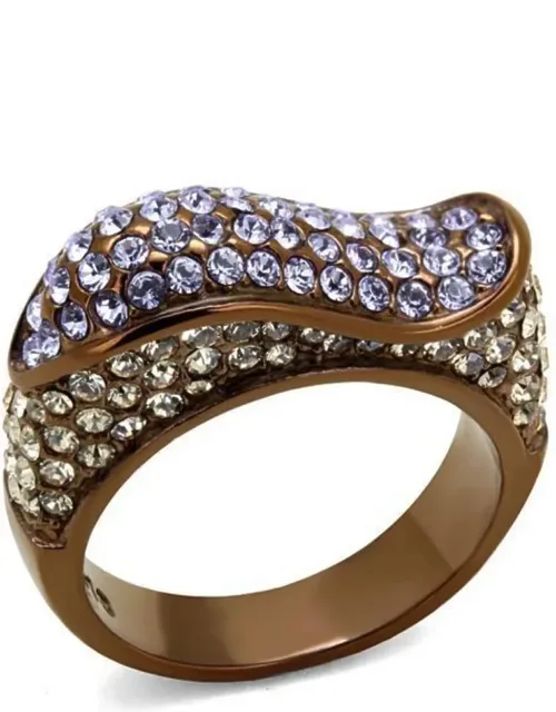 Coffee Light Stainless Steel Ring With Top Grade Crystal
