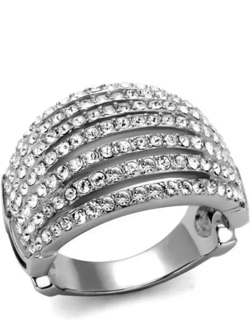 High Polished Stainless Steel Ring With Top Grade Crystal, Material - Stainless Steel, Weight (approx) - 7.89 (g)