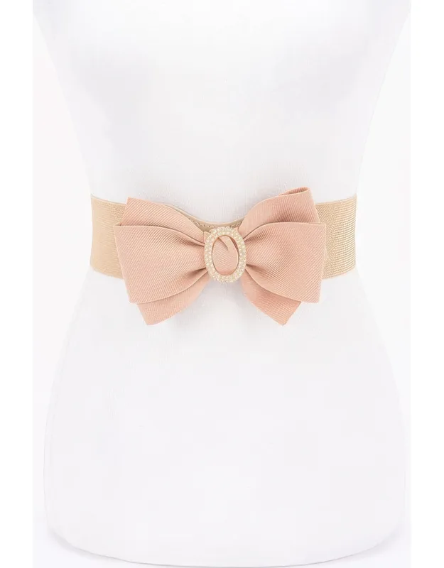 Rhinestone Bow Buckle Stretch Belt