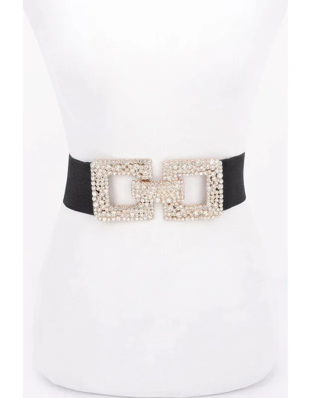 Rhinestone Buckle Elastic Belt