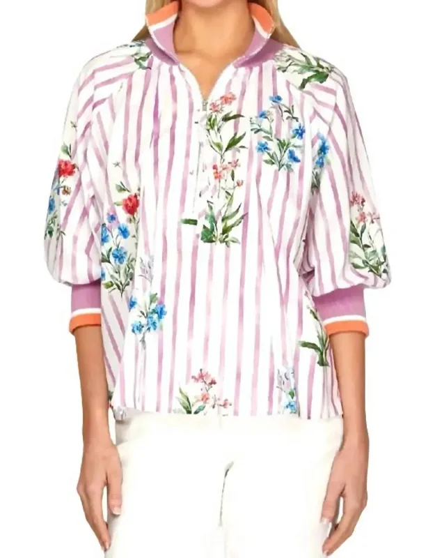 Printed Half Zip Top