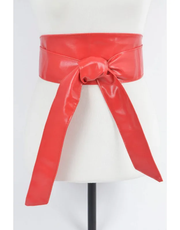 Faux Leather Tie Up Belt