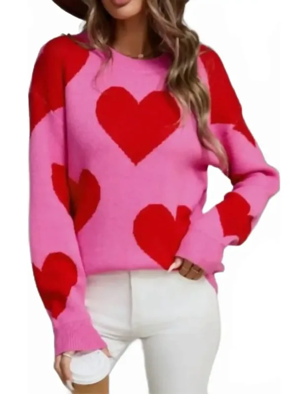 Heart Knit Sweater Pullover