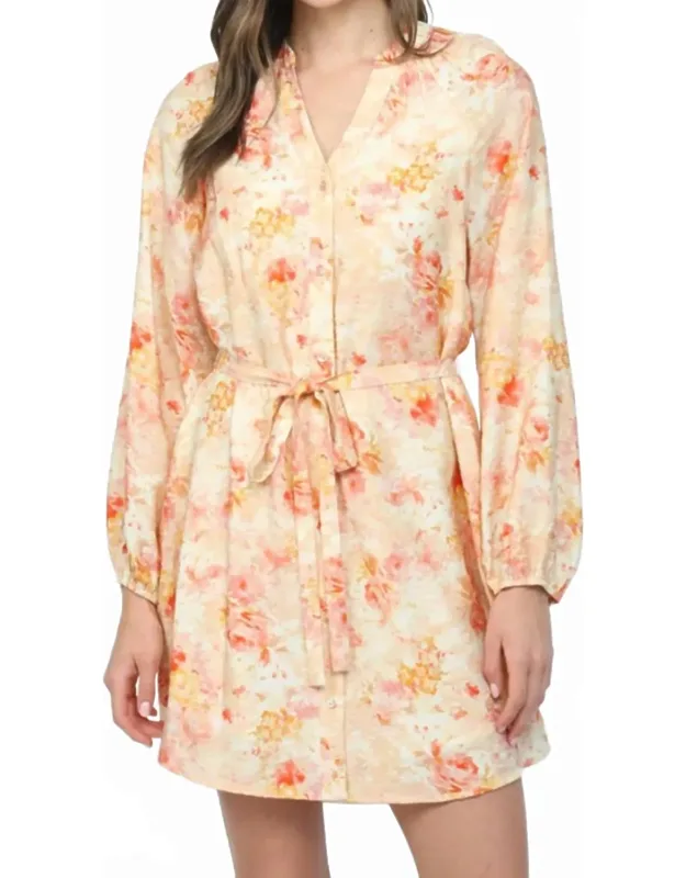 Raglan Sleeve Button Down Mini Dress