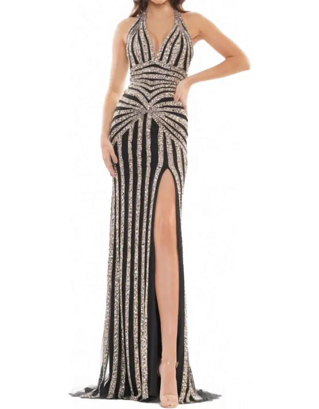 Sequin Halter Dress