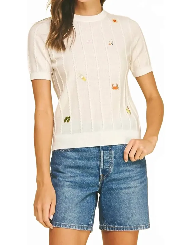 Seaside Embroidered Knit Sweater