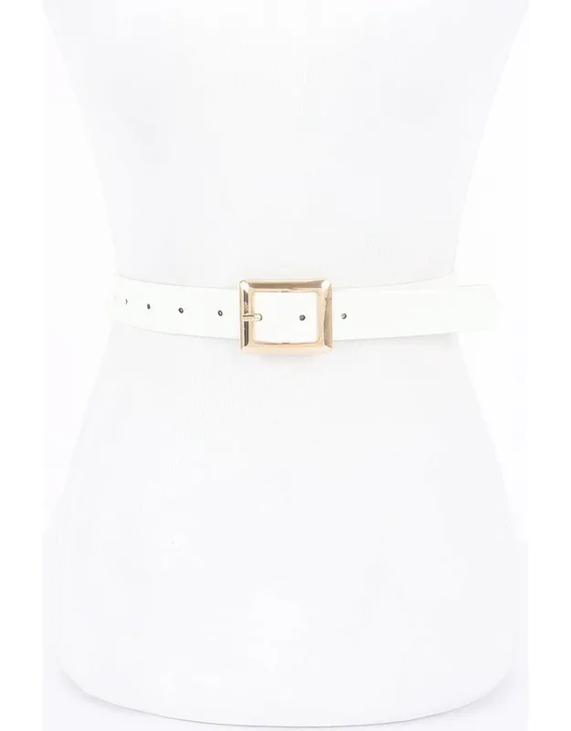 Simple Square Buckle Faux Leather Belt