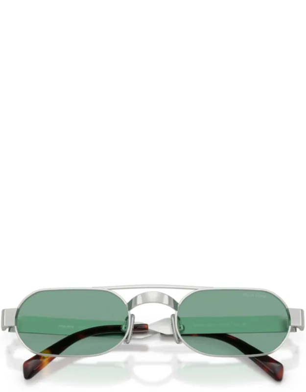Rectangular Lens Sunglasses With Silver Metal Frame