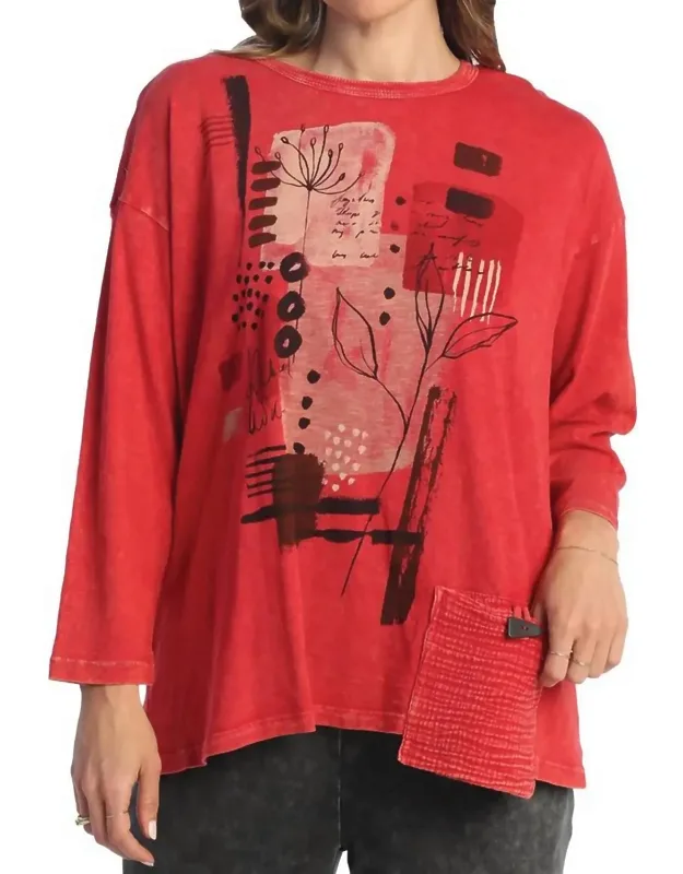 Foliage Mineral Washed Gauze Contrast Pocket Top