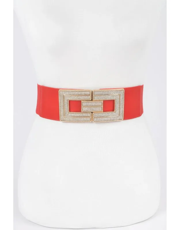 Rhinestone Buckle Elastic Belt