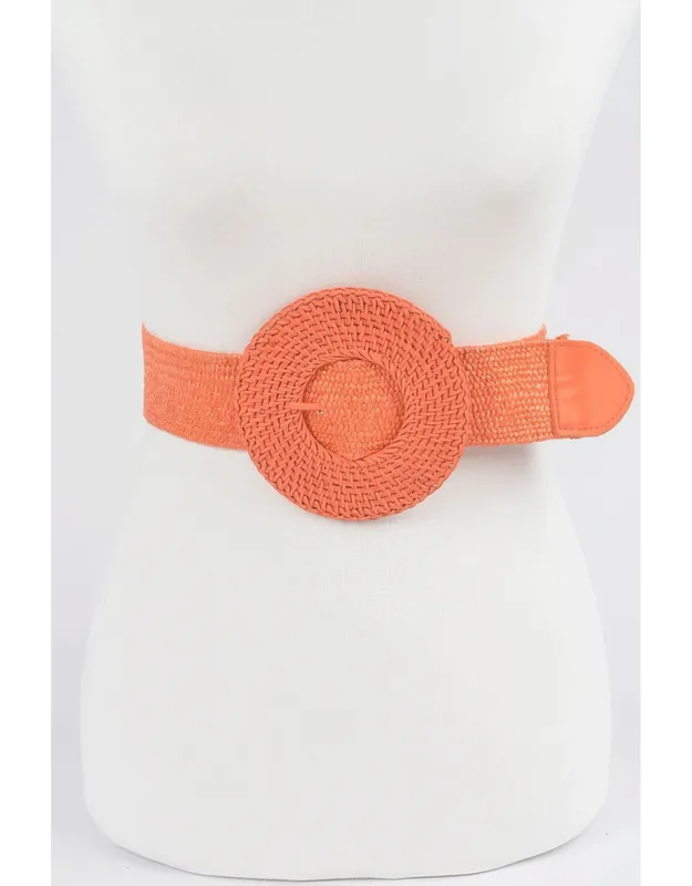 Round Handmade Bamboo Buckle Elastic Belt
