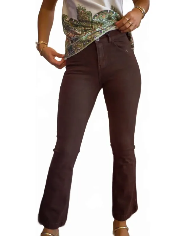 Skinny Flared Jeans With Double Button Detail