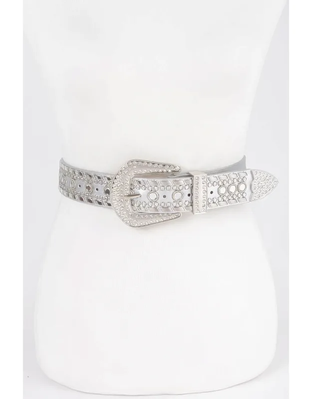 Rhinestone Metal Studded Multi Metal Belt