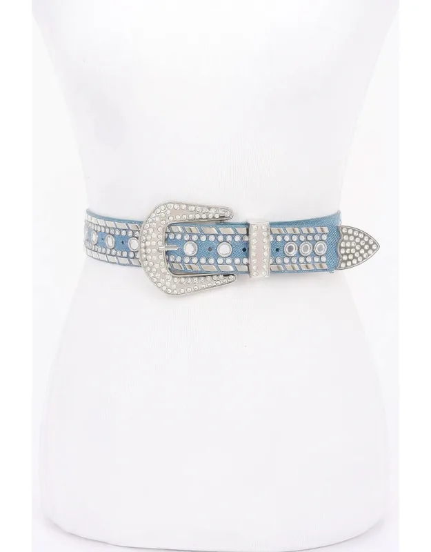 Rhinestone Metal Studded Multi Metal Belt