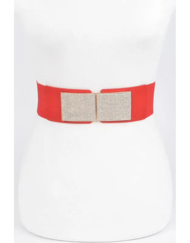 Rhinestone Metal Buckle Stretch Belt