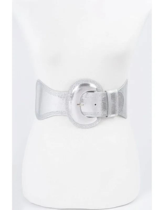 Metallic Faux Leather Belt