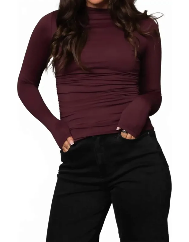 Funnel Neck Ruched Top