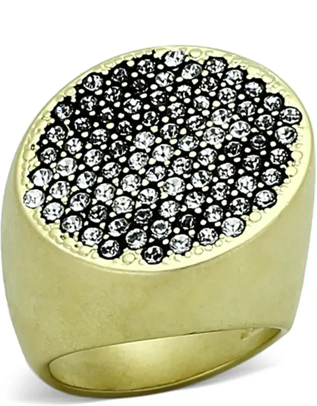 Matte Gold Brass Ring With Top Grade Crystal