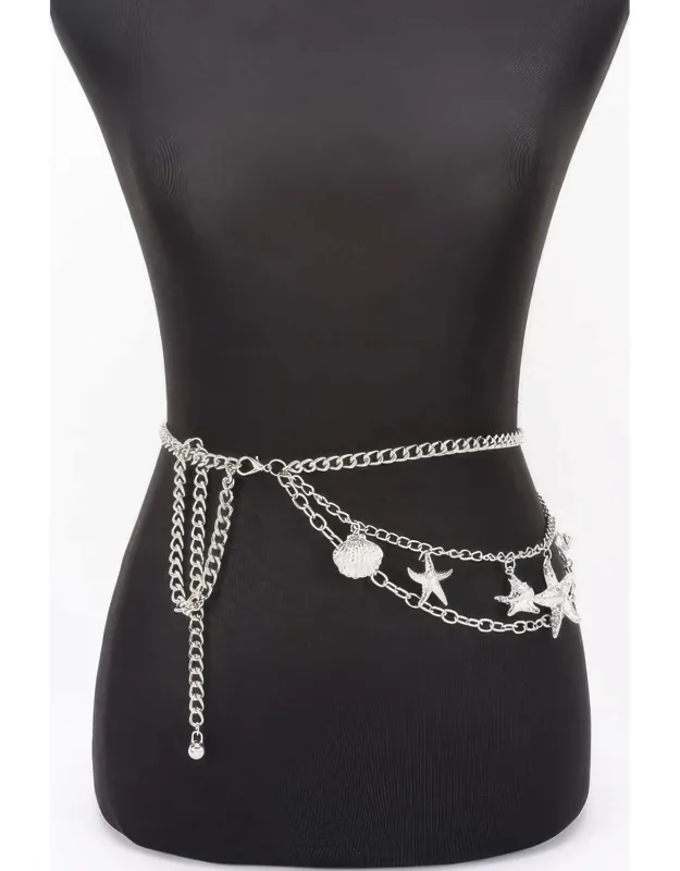 Seashell Starfish Layered Chain Belt