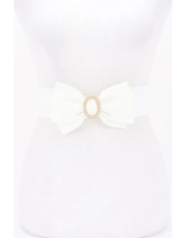Rhinestone Bow Buckle Stretch Belt