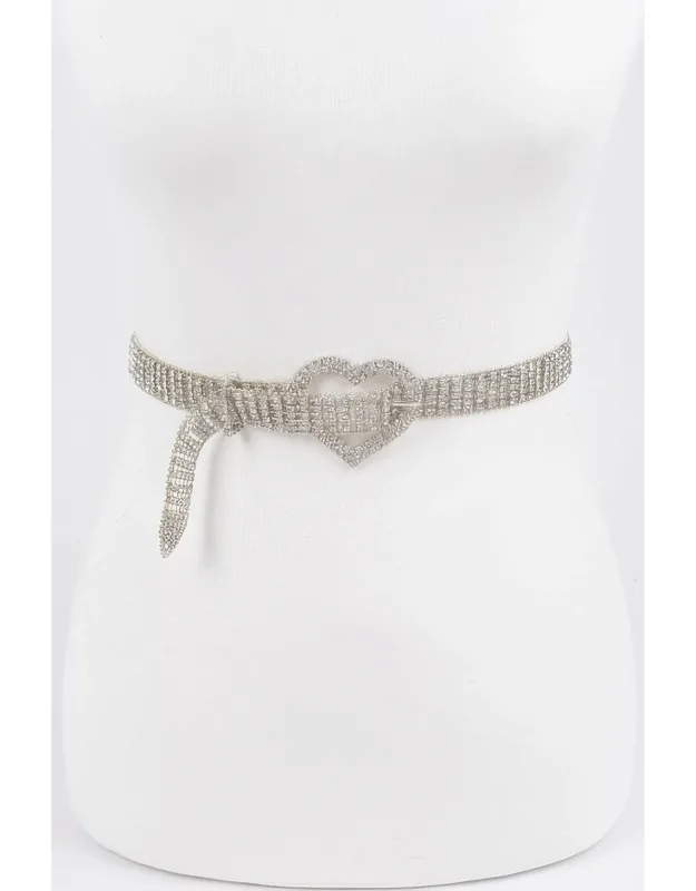 Heart Shape Buckle Rhinestone Belt