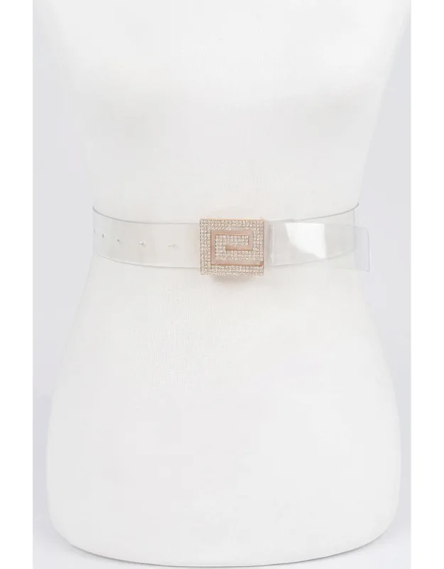 Rhinestone Buckle Vegan Belt