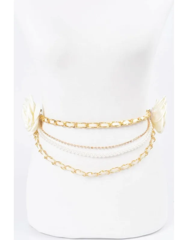 Two Flowers Multi Layered Chain Belt
