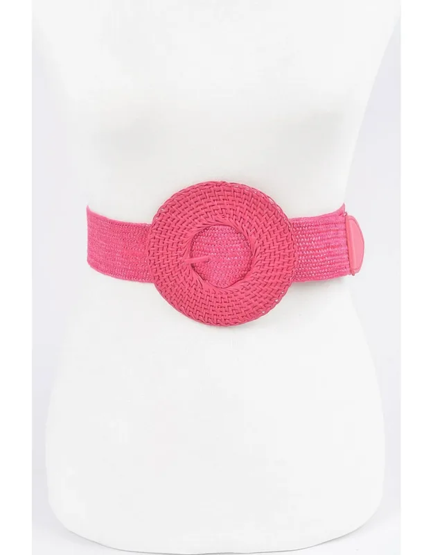 Round Handmade Bamboo Buckle Elastic Belt