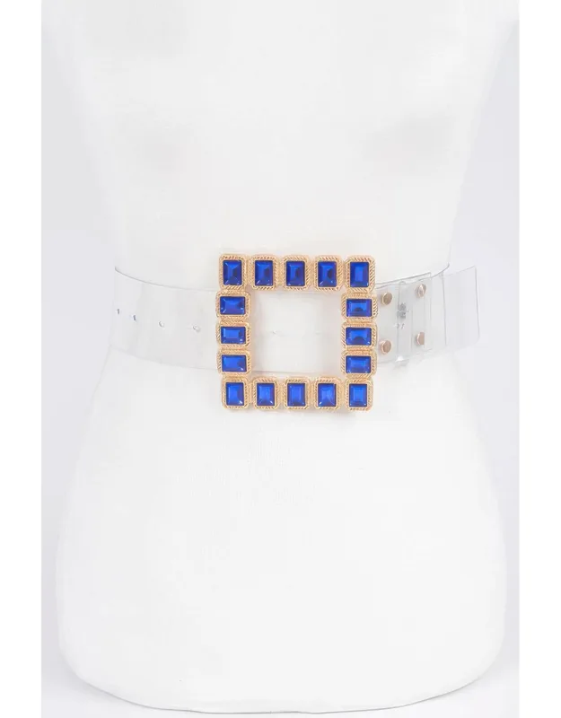 Stone Buckle Faux Leather Belt