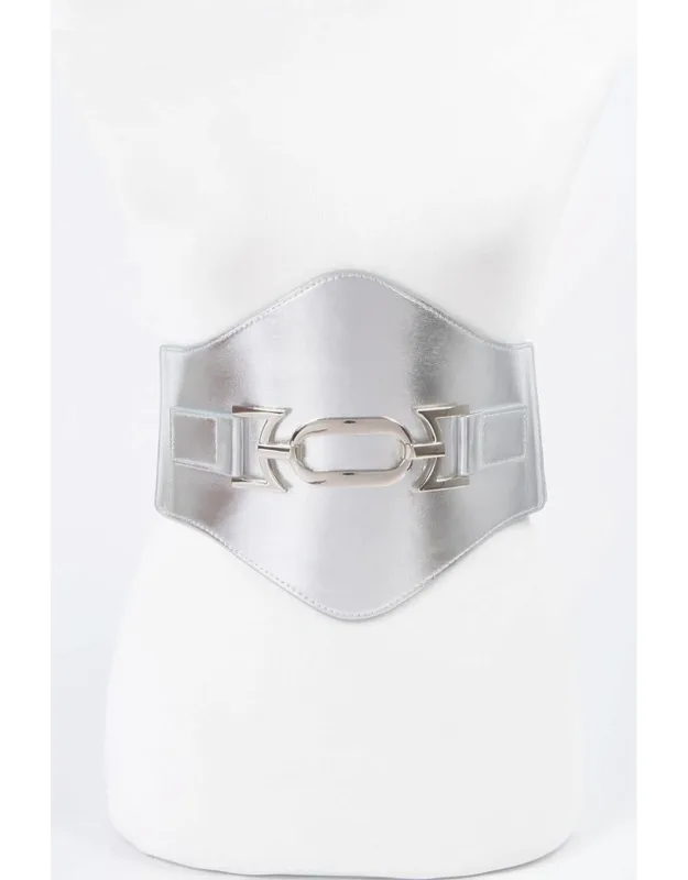 Faux Leather Wide Elastic Belt