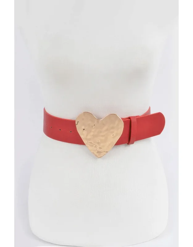 Hammered Heart Shape Buckle Belt