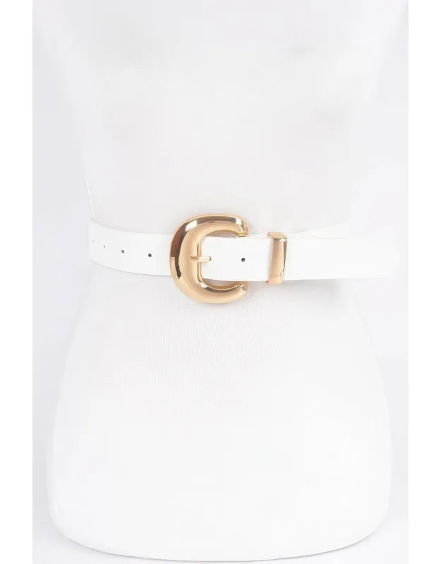 Faux Leather Metal Buckle Belt