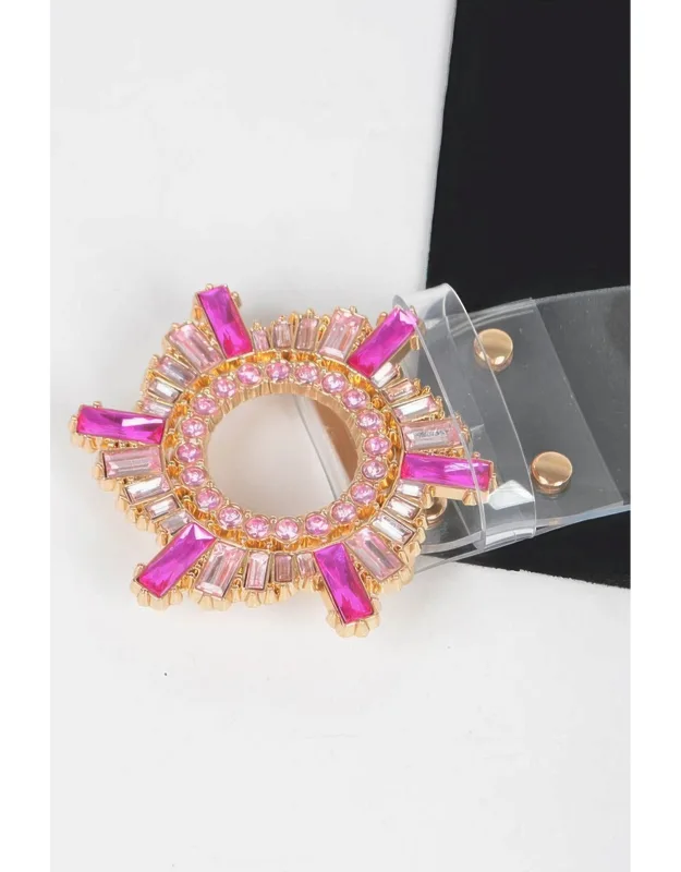 Modern Clear Belt With Crystal Stone Buckle Design