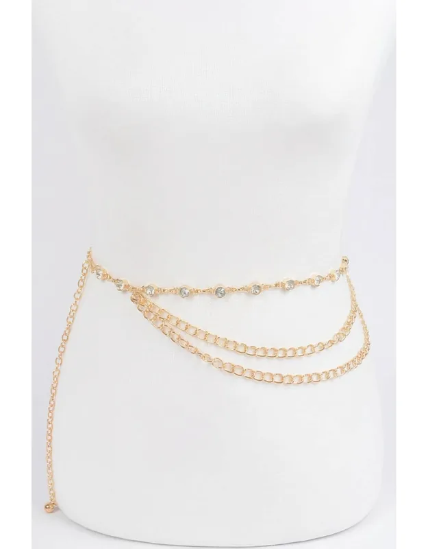 Sparkling Rhinestone Chain Waist Belt