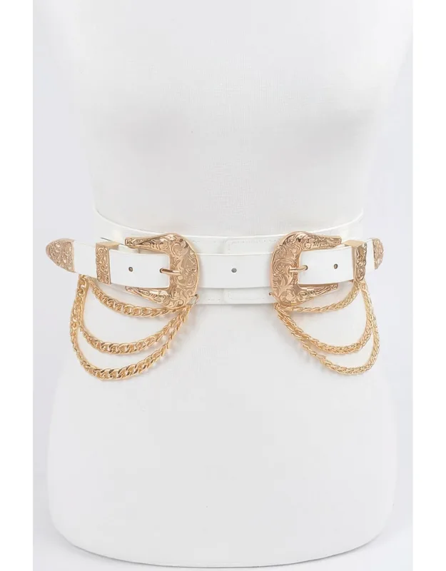 Multi Metal Chain Layered Stretch Belt