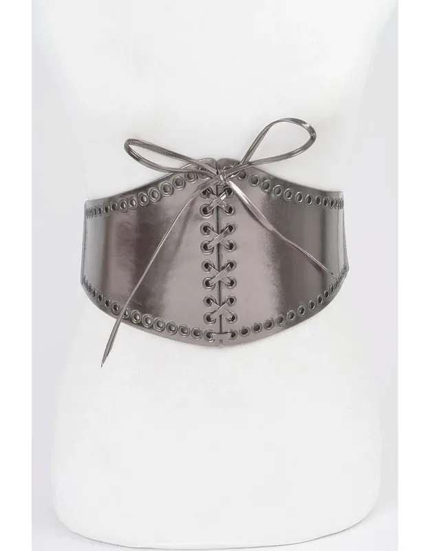 Faux Leather Eyelet Corset Elastic Belt