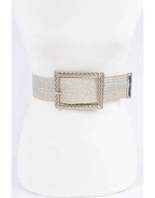 Wide Metal Buckle Clear Belt