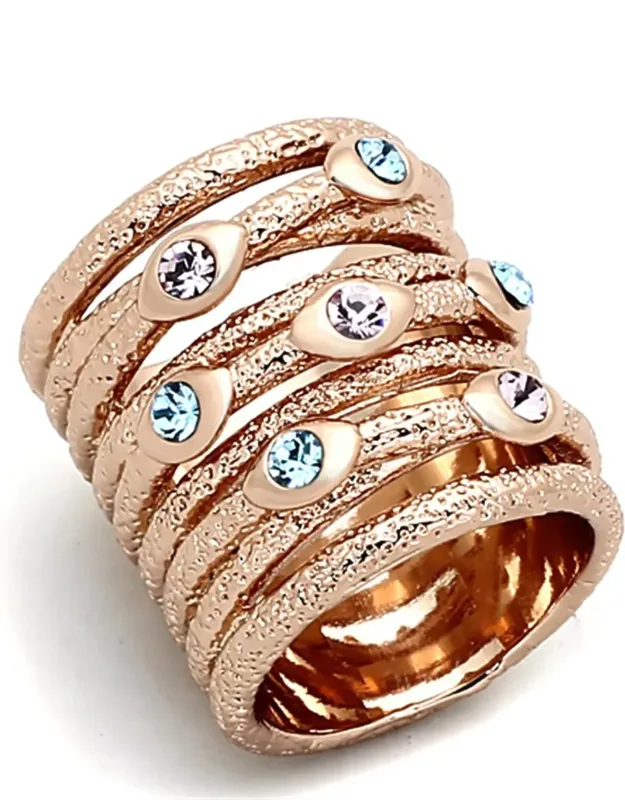 Rose Gold Brass Ring With Top Grade Crystal