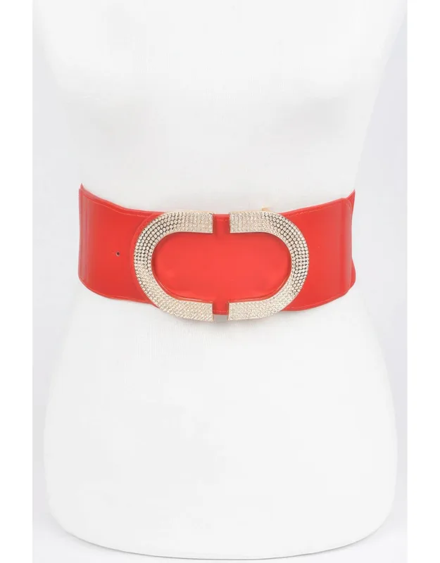 Rhinestone Buckle Stretch Belt